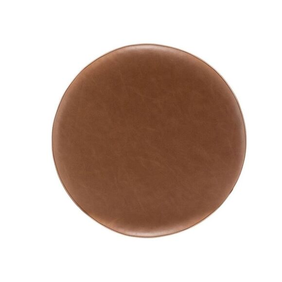 Open Box - WOVENBYRD -  Round Pouf Footrest Ottoman Contemporary Brown - Picture 5 of 5